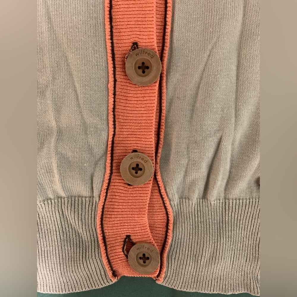 🍀5 for $25🍀 Wilfred Orange and Beige V-Neck Cardigan - Picture 2 of 8